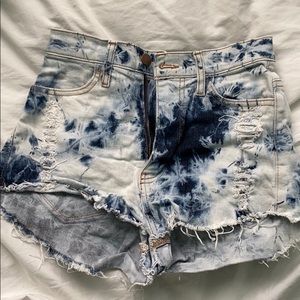 Distressed Denim Bleached Shorts